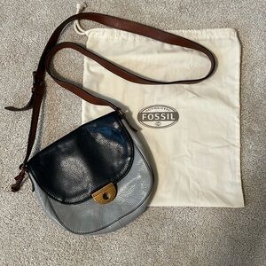 Fossil EMI Leather Saddle Crossbody Bag